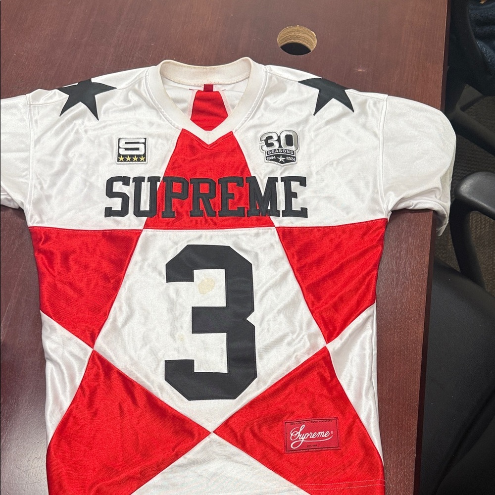 Supreme Red and White Diamond Jersey